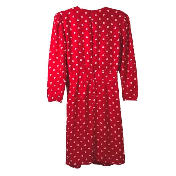 Vintage Y2K Maggy London Silk Midi Dress Women's Sz 6 Red Polka Dot Long Sleeve - Picture 12 of 16